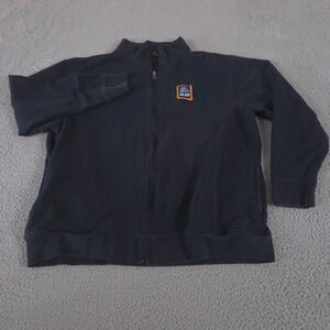 Aldi Sweatshirt Mens XL Navy Blue Embroidered Full Zip Fleece Mock Neck Uniform